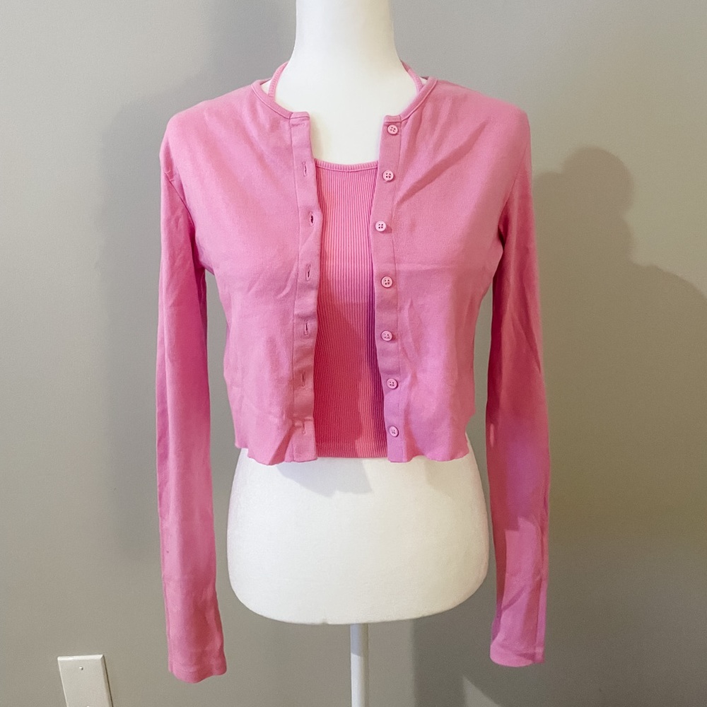 Brandy Melville Cropped Halter Top & Cardigan